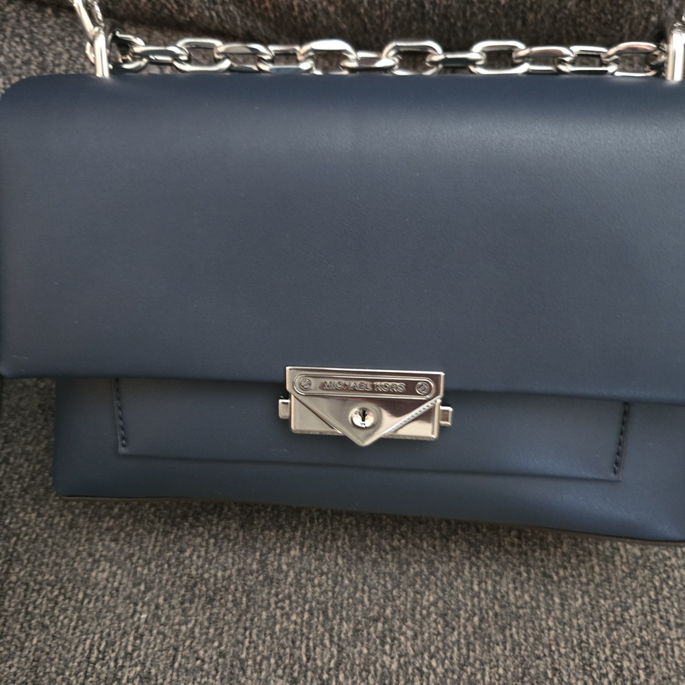 Michael Kors Blue Leather Chain Shoulder Bag